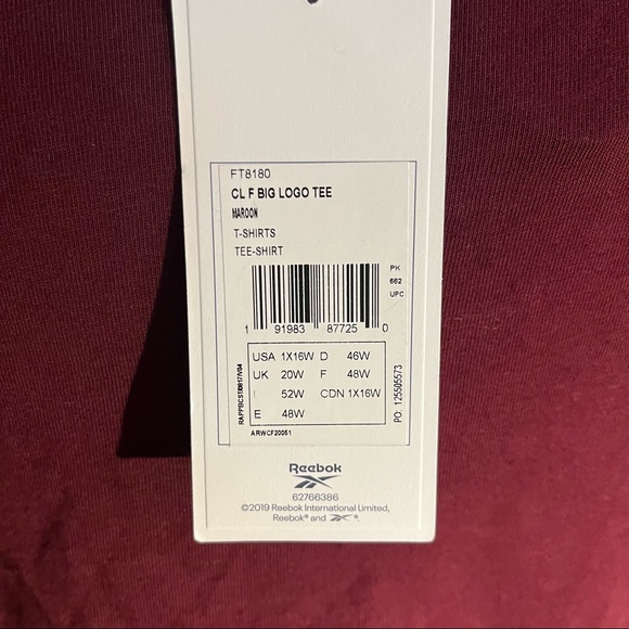 NWT maroon Reebok graphic tee size 1X - Picture 5 of 7